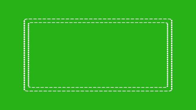 UNLIMTED FRAMING  pure black dots, 2 Some dots are moving around a shape. rectangle frame border end screen animation on green screen, Background Abstract Dashed Line