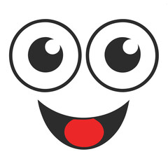 Cheerful Cartoon Face Vector Design with Wide Smile.