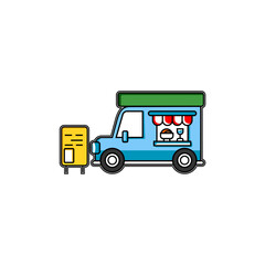 food car vector, japanese drink seller truck