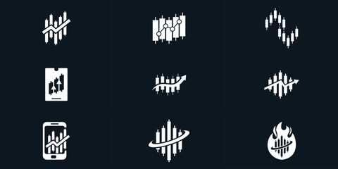 Trading candlestick logo icon template.