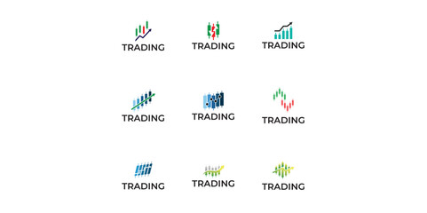 Trading candlestick logo icon template.