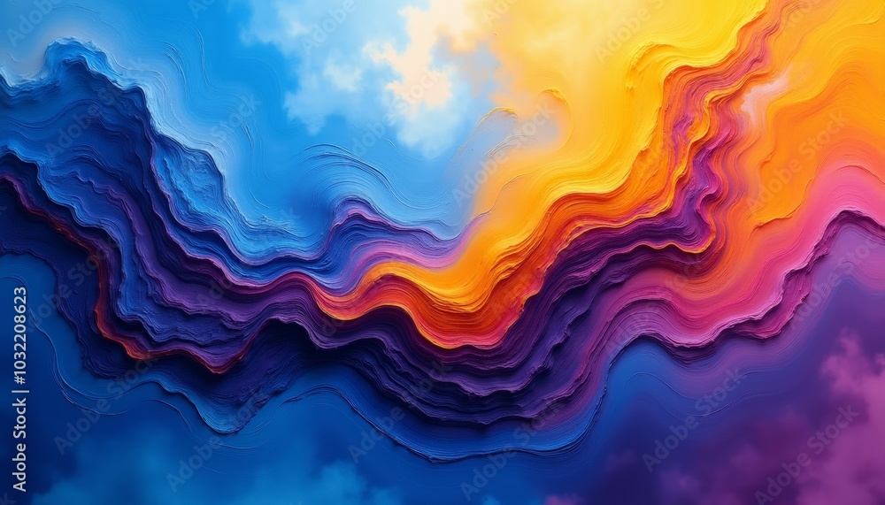 Poster a mesmerizing blend of vivid hues creates a flowing sense of movement across the canvas, capturing t