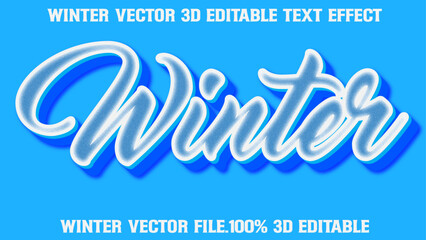 winter 3d Editable Text Effect luxury, element word, cool, font, new year, background 
