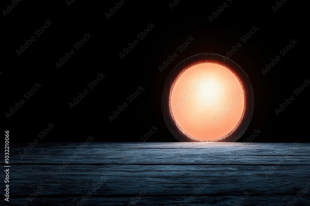 Poster a captivating image of a glowing circular portal, set against a dark background, inviting exploratio