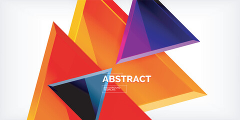 Abstract background - colorful triangles with 3d effect. Vector Illustration For Wallpaper, Banner, Background, Card, Book Illustration, landing page