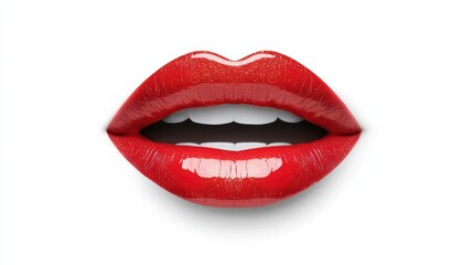 Obraz premium Elegant close-up of luscious red lips showcasing a glossy finish, perfect for beauty, fashion, and cosmetic themes.