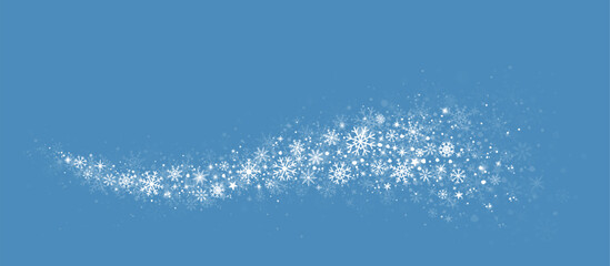 Wave with snowy snowflakes, winter flakes curl