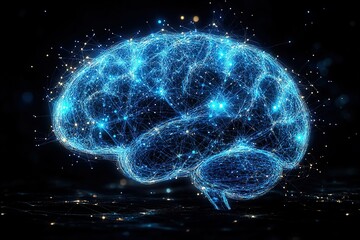 A brain made of blue lights