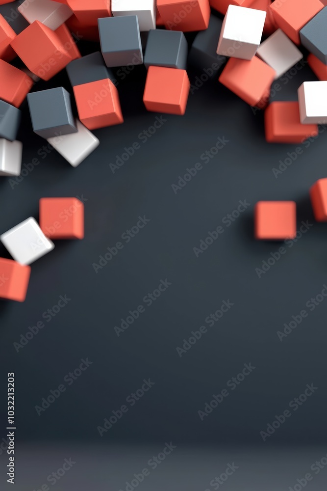 Poster colorful floating cubes in various arrangements create a dynamic and visually striking background, p