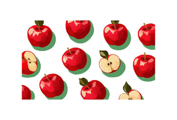 Red apple pattern over green background