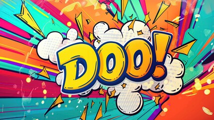 Obraz premium Comic Book Style Doo! with Colorful Background