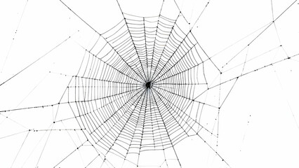 Obraz premium Intricate Spider Web on White Background