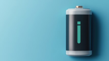 A modern battery design on a light blue background, showcasing energy and innovation in technology for various uses.