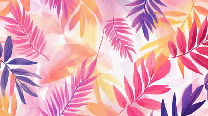 Summer leaves pattern looking like unfinished watercolors, tropical pattern perfect for textiles and decoration