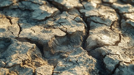 Cracked dry earth under sunlight.