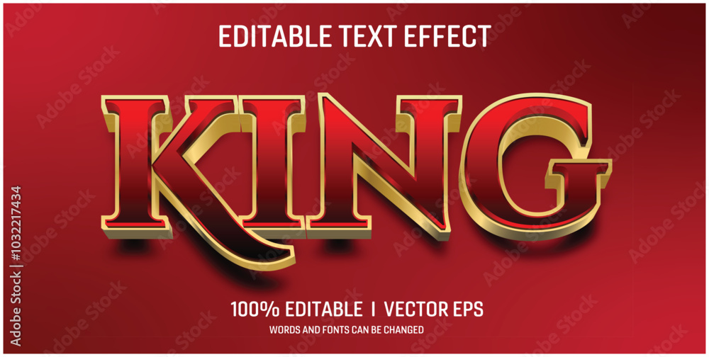 Poster editable king vector text effect with modern style design