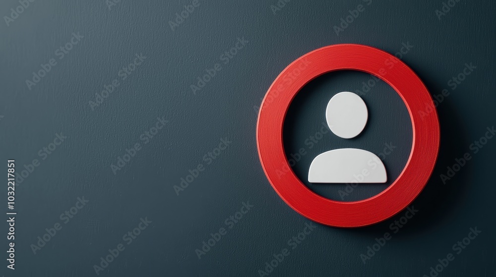 Poster minimalist design featuring a red circle with a white user icon on a dark background, symbolizing on