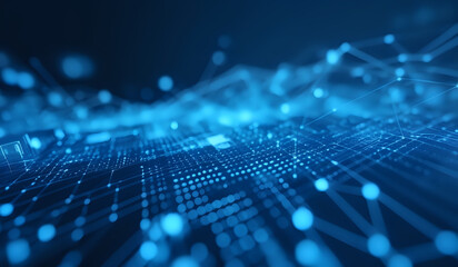 Fototapeta premium Blue digital networking, internet, cyber and business background