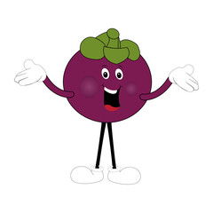 Funny Mangosteen Fruit Character with Emotions