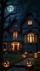 halloween pumpkin in the graveyard