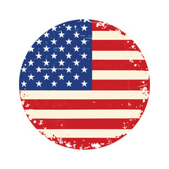 circle USA flag with grunge texture white background ,destroyed American flag