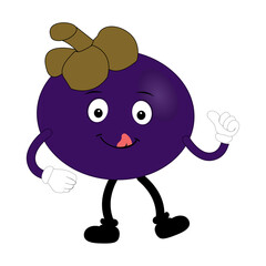 Funny Mangosteen Fruit Character with Emotions
