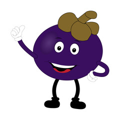 Funny Mangosteen Fruit Character with Emotions