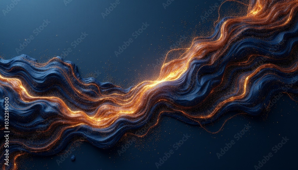 Poster a mesmerizing glow illuminates the flowing patterns of dark textures, creating an enchanting contras