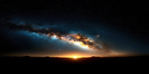 Fototapeta premium Galactic Sunrise Over Distant Horizon