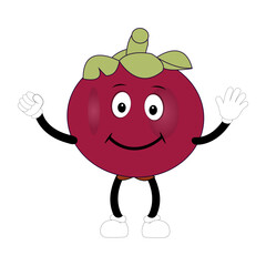 Funny Mangosteen Fruit Character with Emotions
