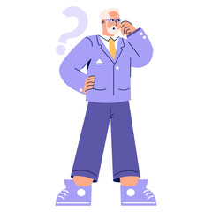 Older Businessman. Flat Vector Illustration