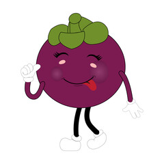 Cute Mangosteen Fruit Character Illustration mascot or icon cartoon style for advertising product. Eps 10