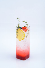 Strawberry Soda. Beverage for summer on the white background.