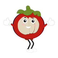 Cute Mangosteen Fruit Character Illustration mascot or icon cartoon style for advertising product. Eps 10
