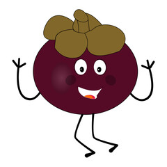 Cute Mangosteen Fruit Character Illustration mascot or icon cartoon style for advertising product. Eps 10