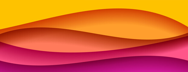 yellow and pink gradient layered wave paper background