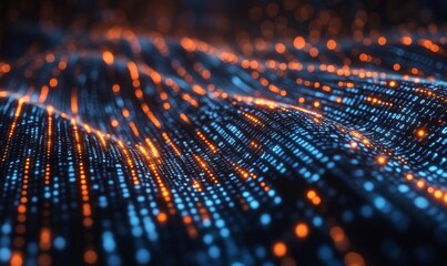 Abstract data streams transformed into intricate patterns of encrypted symbols, emphasizing the importance of encryption in safeguarding sensitive, Generative AI