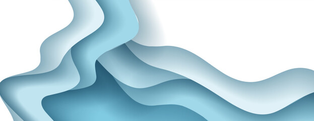 blue and white layered wave paper abstract background. suitable for desktop wallpaper or modern design project