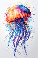 Beautiful jellyfish closeup view. Artistic illustration