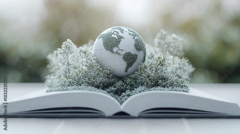 Poster elegant 3d rendering for world book day featuring a clean white background with an open book display