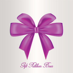 Luxurious Purple Satin Gift Ribbon Bow Illustration