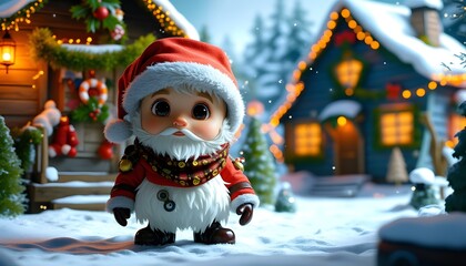 Festive Christmas Gnome in Winter Wonderland Scene