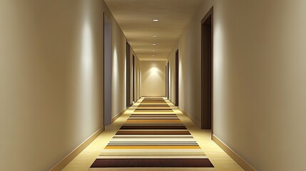 Modern Hotel Corridor with Stylish Carpet Design