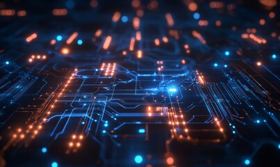 Fototapeta premium Abstract digital background with glowing circuits and lines, representing technology and connectivity. Futuristic concept, Generative AI