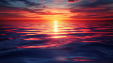 Fototapeta premium Glowing Sunset Over Calm Ocean Waters with Vibrant Sky Reflection