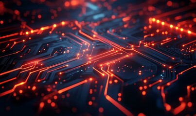 Fototapeta premium Abstract digital background with glowing circuits and lines, representing technology and connectivity. Futuristic concept, Generative AI