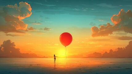 A person holds a balloon and releases it into the sky, watching it drift away, symbolizing saying goodbye to wrongs