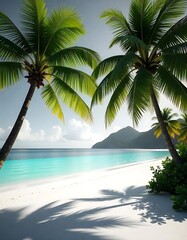 Tropical Beach with White Sand and Blue Water	