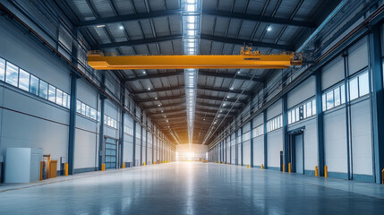 Obraz premium Empty and bright background inside the modern factory floor