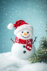 Cute snowman. Winter holiday theme.